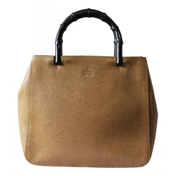 Gucci Bamboo Handle Tote in Tan Leather